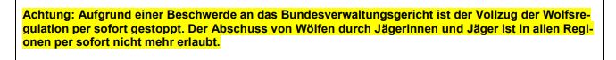 Ausschnitt aus einem Informationsschreiben des Amts für Jagd und Fischerei Graubünden.