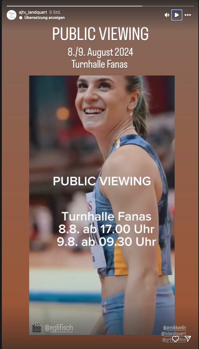 Public Viewing in Fanas: Die Prättigauerinnen und Prättigauer stehen hinter der Bündner Leichtathletin Annik Kälin.