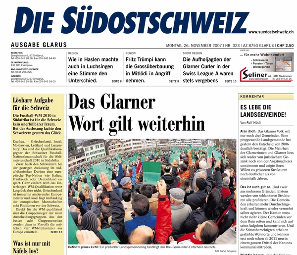 Die Titelseite vom 26. November 2007.