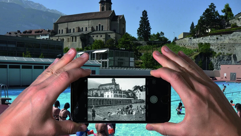 Nutzende einer Geo-App können dank Augmented-Reality-Funktion vergangene und aktuelle Situationen vor Ort miteinander vergleichen. 