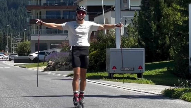 Posieren neben dem Radarkasten: Der Langläufer Nicola Wigger freut sich offensichtlich über das gelungene Blitzerfoto. Posieren neben dem Radarkasten: Der Langläufer Nicola Wigger freut sich offensichtlich über das gelungene Blitzerfoto.