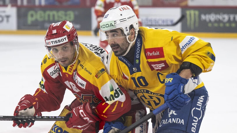 Im Duell: Der EHC Biel und Davos spielen am Samstagabend auf Augenhöhe.