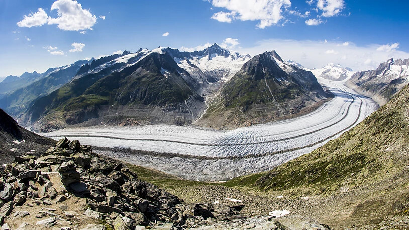 Blick vom Eggishorn auf den Aletschgletscher. (Archivbild)