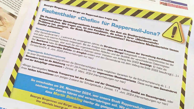 Negativkampagne: Auf Flyern und in Inseraten wird der Leistungsausweis von Barbara Dillier als Präsidentin von Fischenthal hinterfragt. Negativkampagne: Auf Flyern und in Inseraten wird der Leistungsausweis von Barbara Dillier als Präsidentin von Fischenthal hinterfragt.