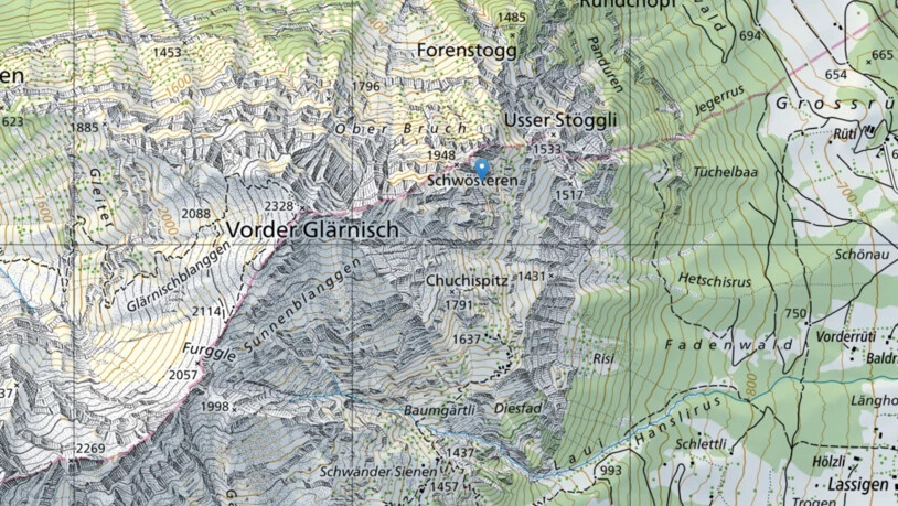 Ort der Katastrophe: Bis ins Jahr 1593 waren es noch drei Schwösteren auf dem Vorder Glärnisch. Ort der Katastrophe: Bis ins Jahr 1593 waren es noch drei Schwösteren auf dem Vorder Glärnisch.