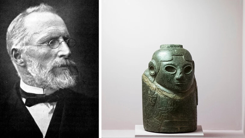 Johann Jakob von Tschudi erwarb in Peru eine Steinstatuette, nachdem er die Besitzer mit Cognac abgefüllt hatte – 2014 gab das Bernische Historische Museum die Figur an Bolivien zurück. Johann Jakob von Tschudi erwarb in Peru eine Steinstatuette, nachdem er die Besitzer mit Cognac abgefüllt hatte – 2014 gab das Bernische Historische Museum die Figur an Bolivien zurück.