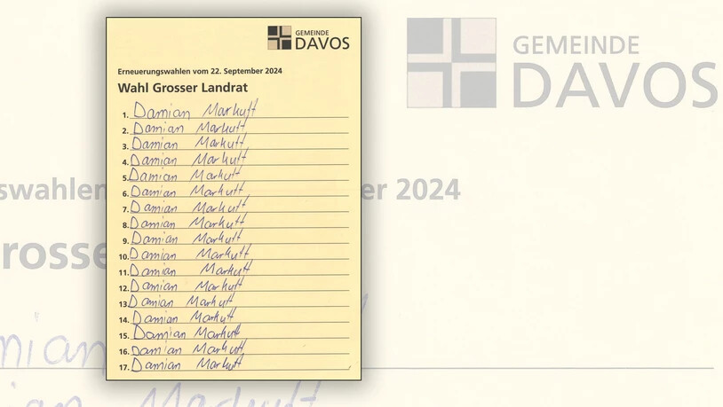 Ein Davoser Superfan: Bei den Wahlen für den Grossen Landrat schrieb eine Wählerin oder ein Wähler «Damian Markutt» 17 Mal auf den Wahlzettel.