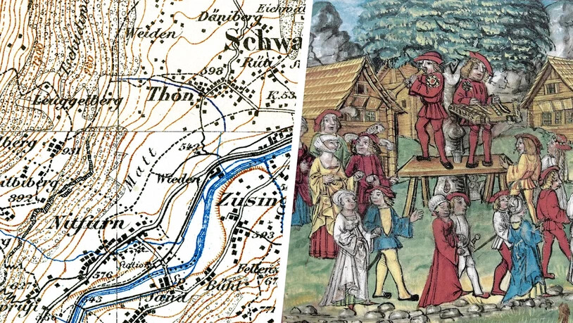 Das Bild rechts zeigt zugegebenermassen nicht Obfurn, sondern einen mittelalterlichen Fasnachtstanz in der Innerschweiz – von Obfurn gibt es selbst in schriftlicher Form nur ganz wenige Zeugnisse. Auch auf alten Landkarten fehlt jede Spur vom Nidfurner Zwillingsdorf. Das Bild rechts zeigt zugegebenermassen nicht Obfurn, sondern einen mittelalterlichen Fasnachtstanz in der Innerschweiz – von Obfurn gibt es selbst in schriftlicher Form nur ganz wenige Zeugnisse. Auch auf alten Landkarten fehlt jede Spur vom Nidfurner Zwillingsdorf.