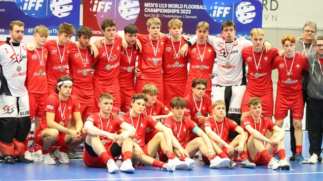 Enttäuscht: Die Schweizer Spieler müssen nach der Finalpartie den Schweden beim jubeln zusehen.