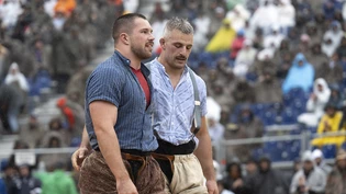 Auf der Schwägalp gab es im Schlussgang keinen Sieger im Duell zwischen Fabian Staudenmann (links) und Samuel Giger. In Appenzell sind der Berner und der Thurgauer die Topfavoriten auf den Festsieg