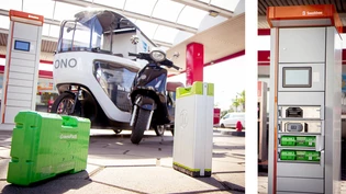 Schnell frische Energie bunkern: Die Wechselstation anfahren, den leeren Akku reinstecken, den vollen rausziehen und schon geht die Fahrt weiter. 