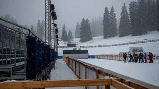 Die Ruhe vor dem Sturm: Blick in die Biathlonarena in Lantsch/Lenz. Die Ruhe vor dem Sturm: Blick in die Biathlonarena in Lantsch/Lenz.