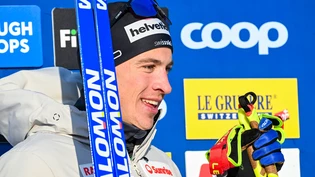 Saisonziel erreicht: Valerio Grond freut sich im März in Lathi über seinen dritten Rang im Sprint in der freien Technik.