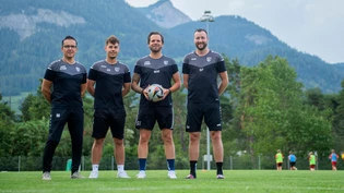 Vereint für den FC Bonaduz: Der abtretenen Sportchef, sein Nachfolger Eric Ott sowie das Trainerduo Manuel Willi und Silvan Fetz (von links).
