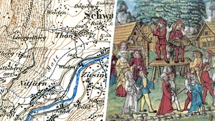 Das Bild rechts zeigt zugegebenermassen nicht Obfurn, sondern einen mittelalterlichen Fasnachtstanz in der Innerschweiz – von Obfurn gibt es selbst in schriftlicher Form nur ganz wenige Zeugnisse. Auch auf alten Landkarten fehlt jede Spur vom Nidfurner Zwillingsdorf. Das Bild rechts zeigt zugegebenermassen nicht Obfurn, sondern einen mittelalterlichen Fasnachtstanz in der Innerschweiz – von Obfurn gibt es selbst in schriftlicher Form nur ganz wenige Zeugnisse. Auch auf alten Landkarten fehlt jede Spur vom Nidfurner Zwillingsdorf.