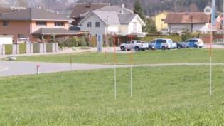 Wohnhäuser im Hintergrund, Gewerbeland auf der grünen Fläche: Hier könnte bald das einzige Tierkrematorium im Kanton stehen.
