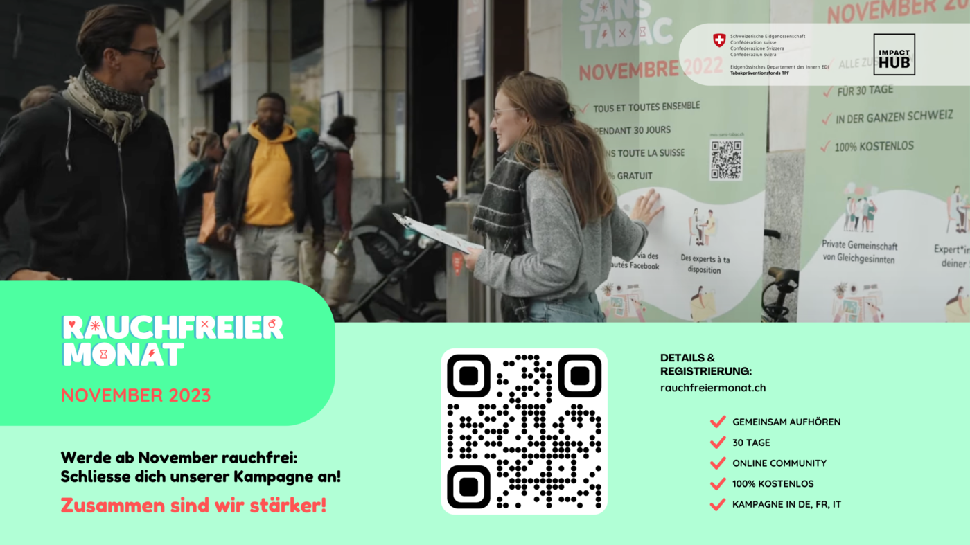 «Rauchfreier Monat»: Scannt den QR-Code und meldet euch an.